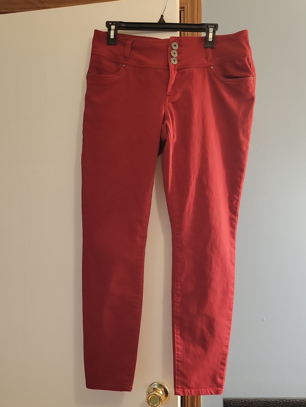 Blue Spice Juniors Red High-Rise Skinny Pants Size 13